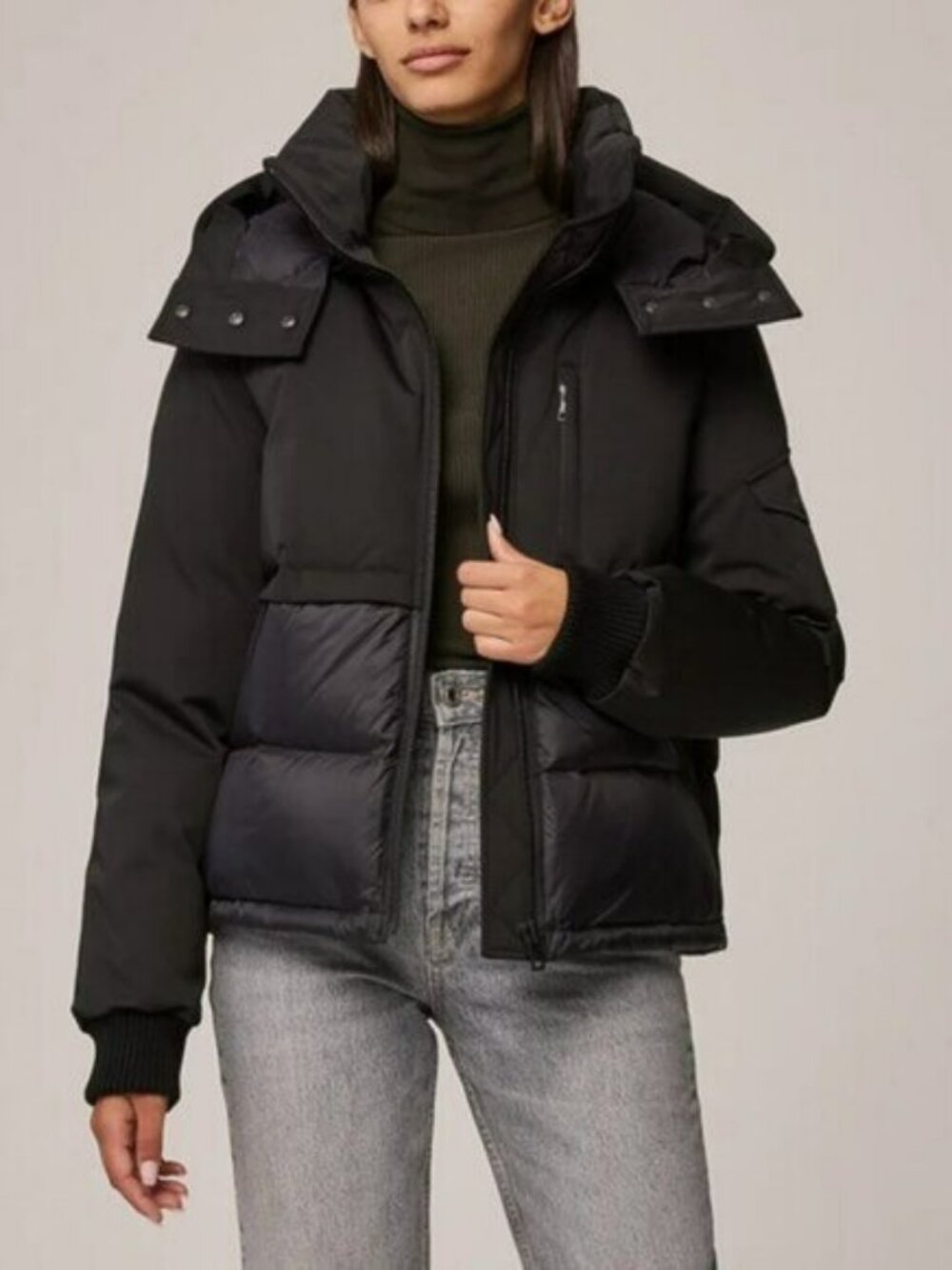 SOIA & KYO CINDI Water Resistant 700+ Fill Down Puffer/Bommer Black size XL